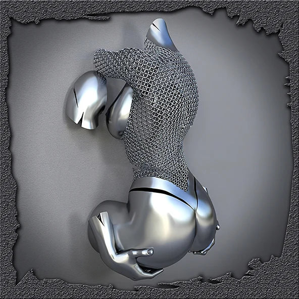 Modern 3D metal lovers sculpture motif canvas wall art