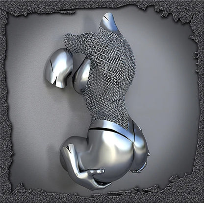 Modern 3D metal lovers sculpture motif canvas wall art