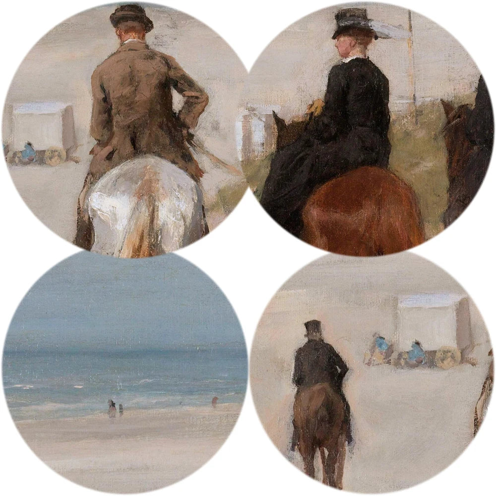 Morning Ride Along the Beach –Anton Mauve Canvas Print