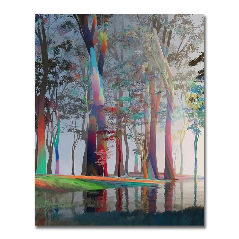 nordic colorful tree of life oil painting canvas