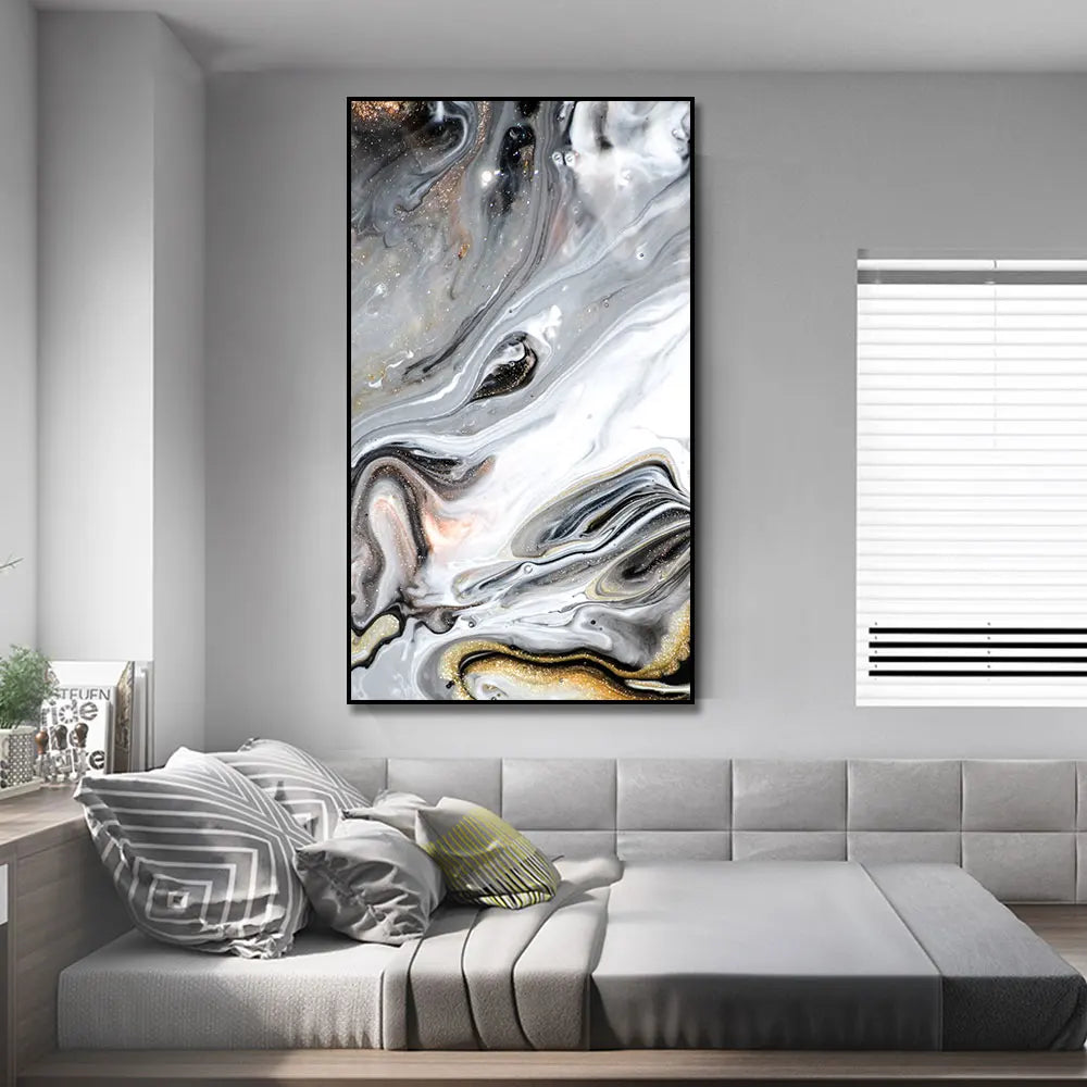 large abstract black ink oil modern canvas wall art