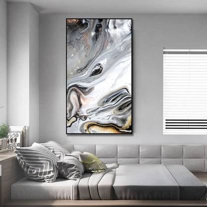 large abstract black ink oil modern canvas wall art