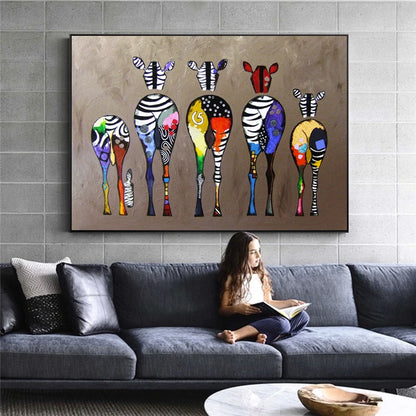 Colorful Abstract Zebra Canvas Print