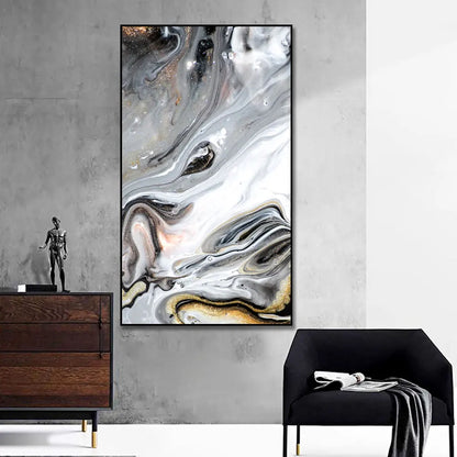 large abstract black ink oil modern canvas wall art