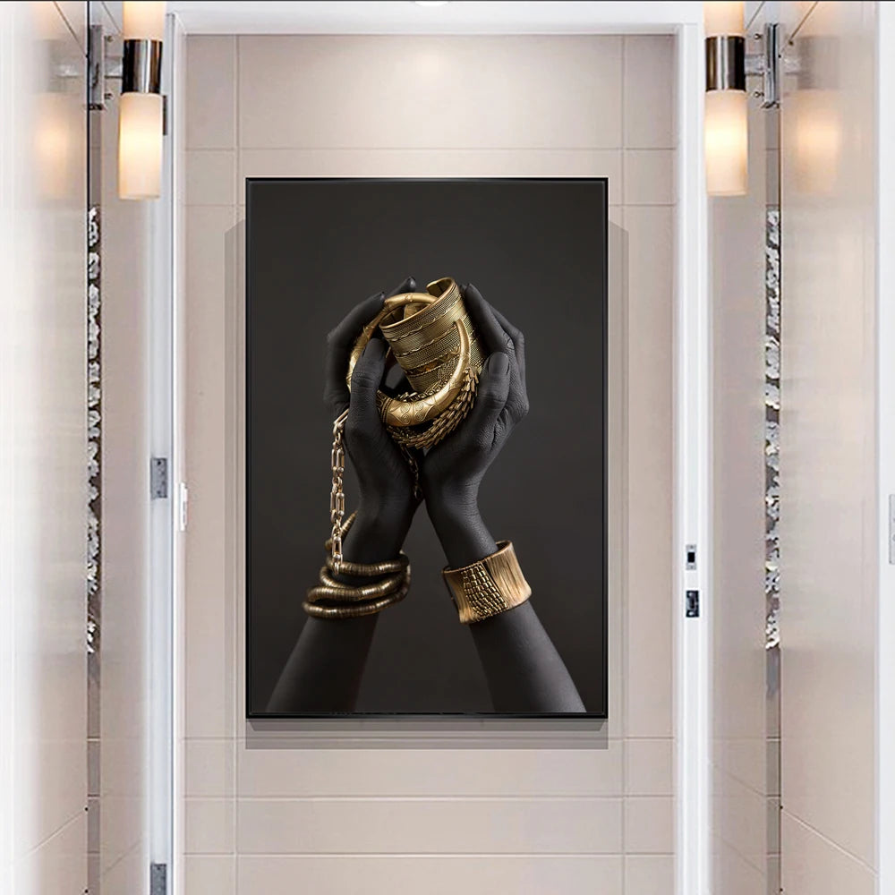 Woman’s Hand Gold Jewelery Canvas