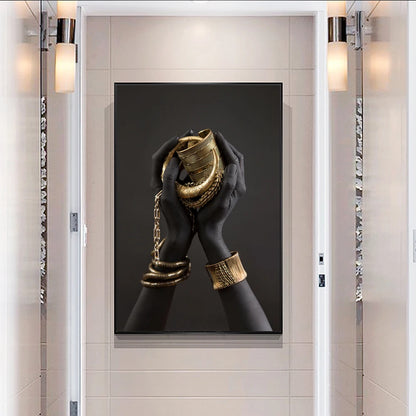 Woman’s Hand Gold Jewelery Canvas