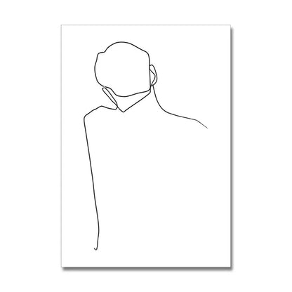 minimal abstract figure line art canvas print