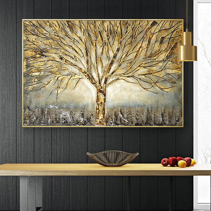 golden tree of life symbolic oil painting canvas