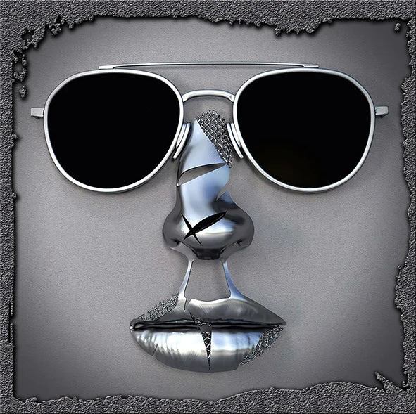 Modern 3D metal lovers sculpture motif canvas wall art