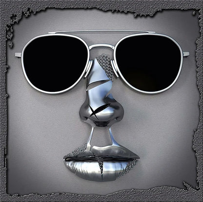 Modern 3D metal lovers sculpture motif canvas wall art