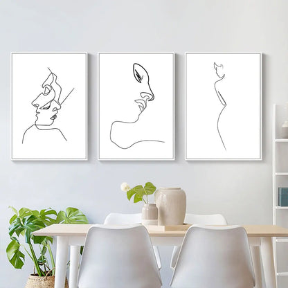 minimal abstract figure line art canvas print