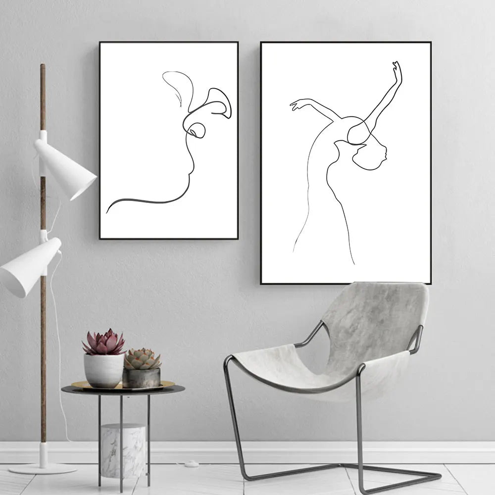 minimal abstract figure line art canvas print