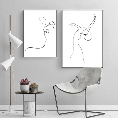 minimal abstract figure line art canvas print