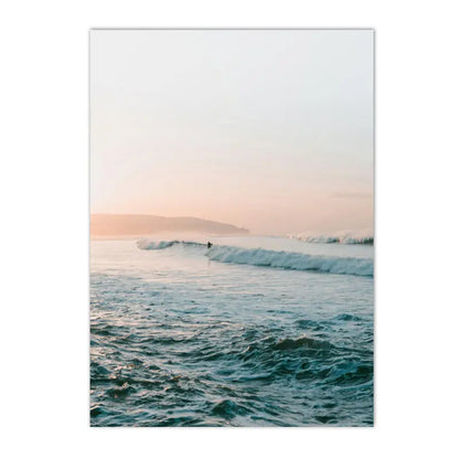 yellow travel car with surfboard by California ocean beach canvas wall art