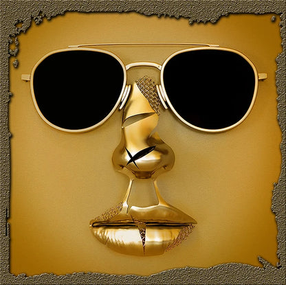 Modern 3D metal lovers sculpture motif canvas wall art