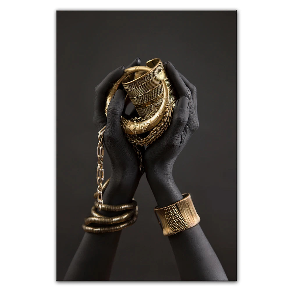 Woman’s Hand Gold Jewelery Canvas