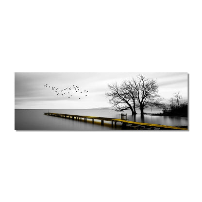Seaside Golden Wooden Bridge Canvas