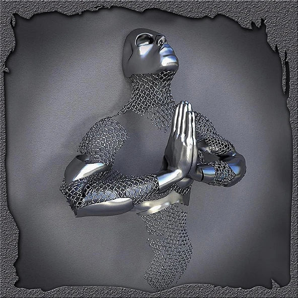 Modern 3D metal lovers sculpture motif canvas wall art