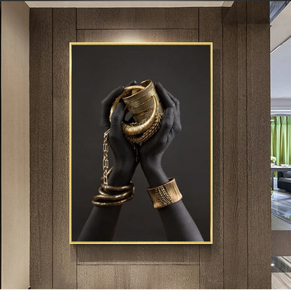 Woman’s Hand Gold Jewelery Canvas