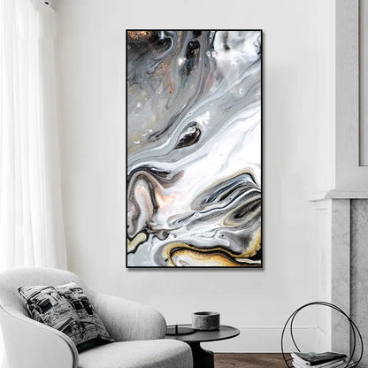large abstract black ink oil modern canvas wall art