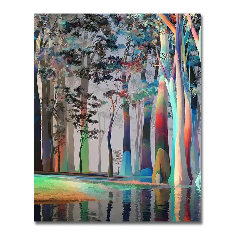 nordic colorful tree of life oil painting canvas