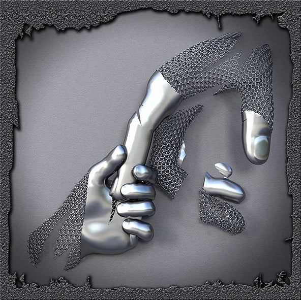 Modern 3D metal lovers sculpture motif canvas wall art