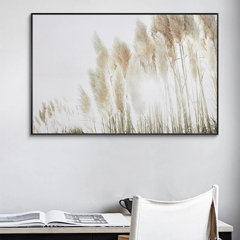 Beige Reed Plants Canvas