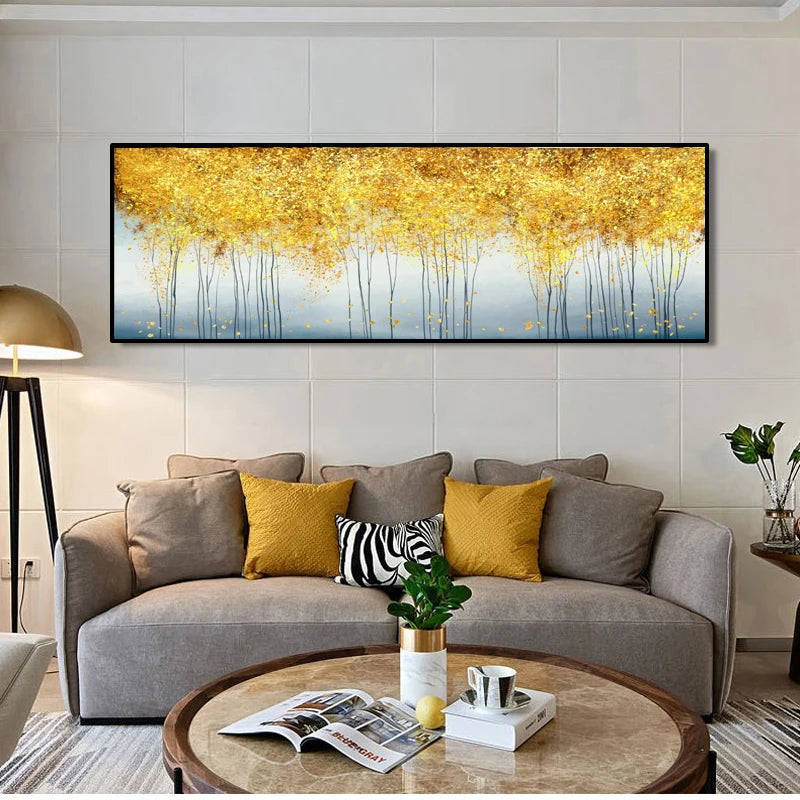 abstract golden money trees oil painting canvas