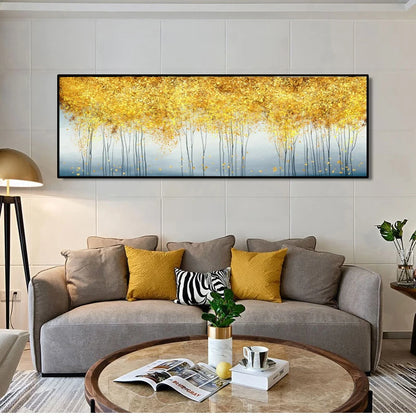 abstract golden money trees oil painting canvas