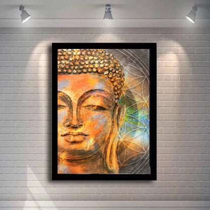 graffiti-style Buddha head contemporary canvas wall art