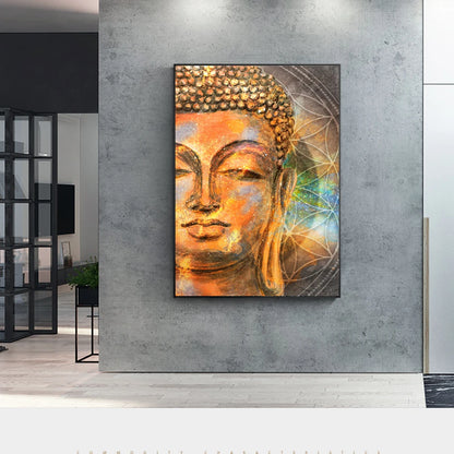 graffiti-style Buddha head contemporary canvas wall art