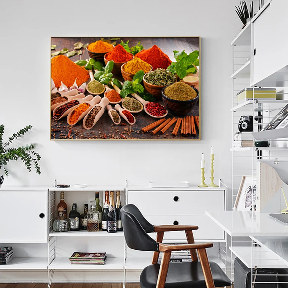 kitchen condiments canvas wall art