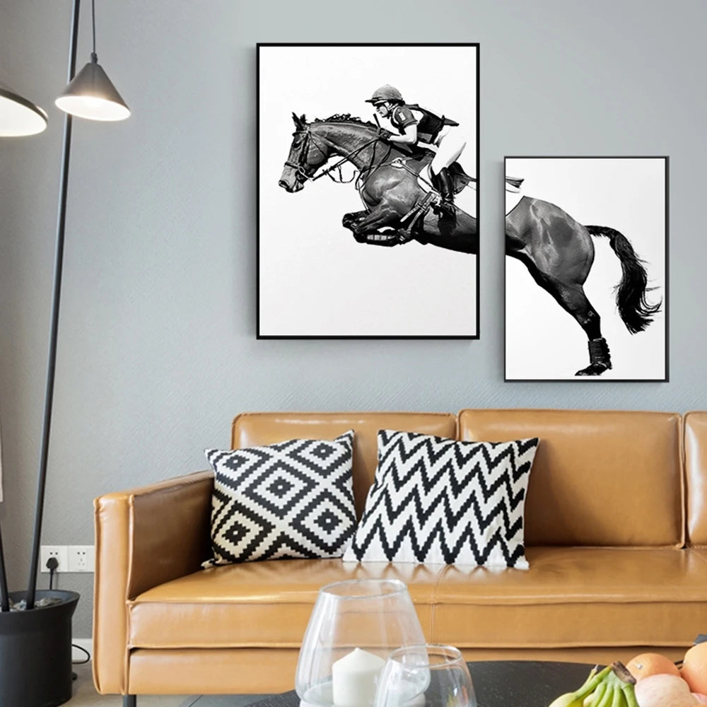 Two-Panel Knight & Black Horse Canvas Print