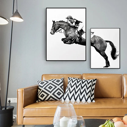 Two-Panel Knight & Black Horse Canvas Print