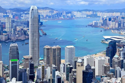 hong kong city skyline at night canvas wall art