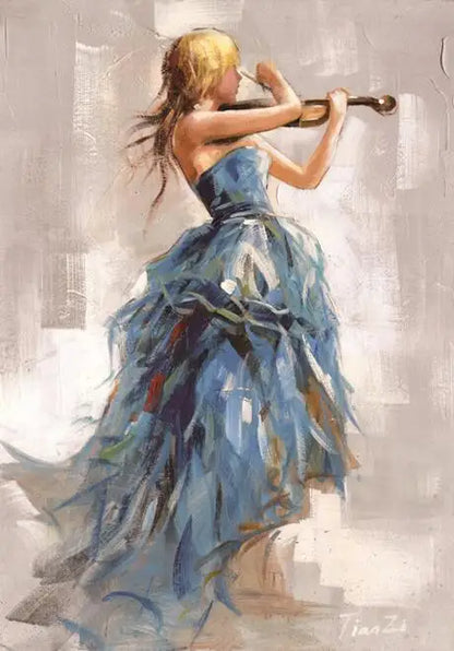 Elegant canvas of a girl playing the violin
