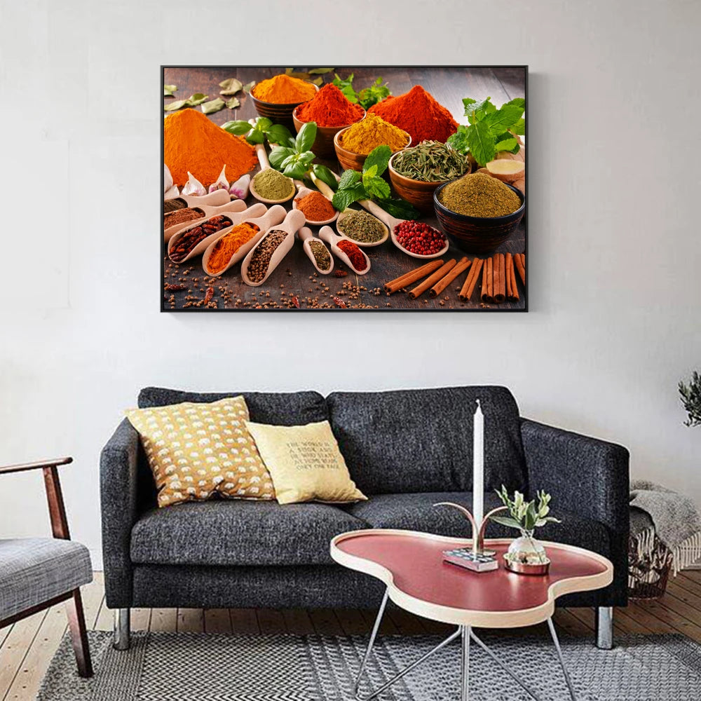 kitchen condiments canvas wall art