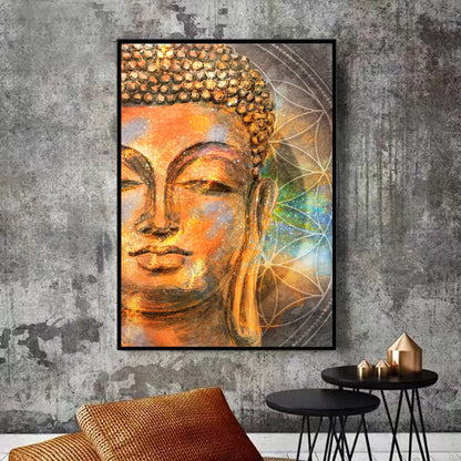 graffiti-style Buddha head contemporary canvas wall art