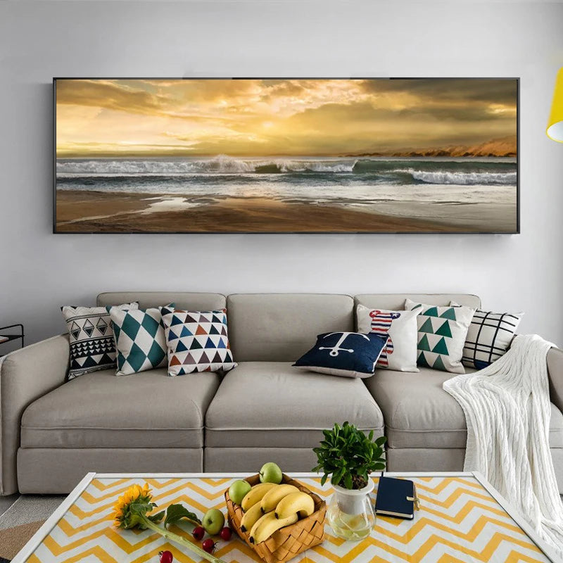abstract seascape wave and beach oil style canvas
