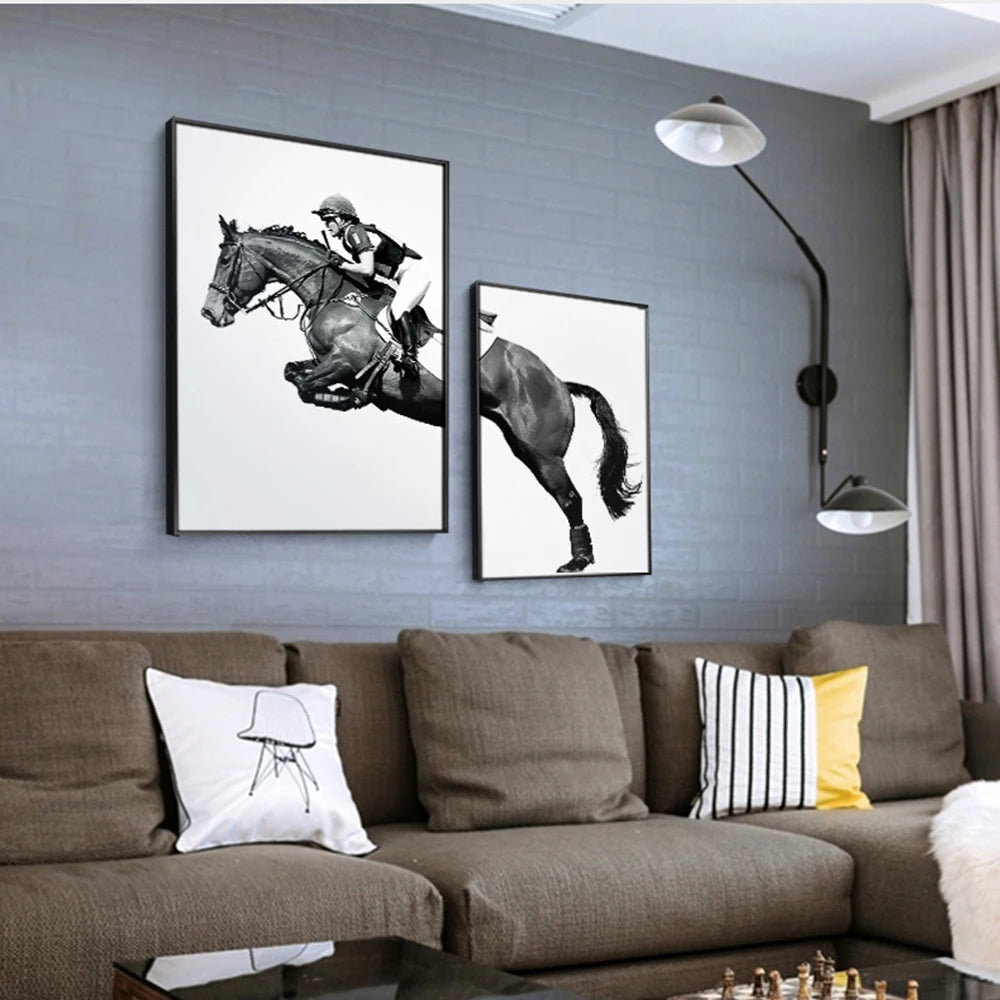 Two-Panel Knight & Black Horse Canvas Print