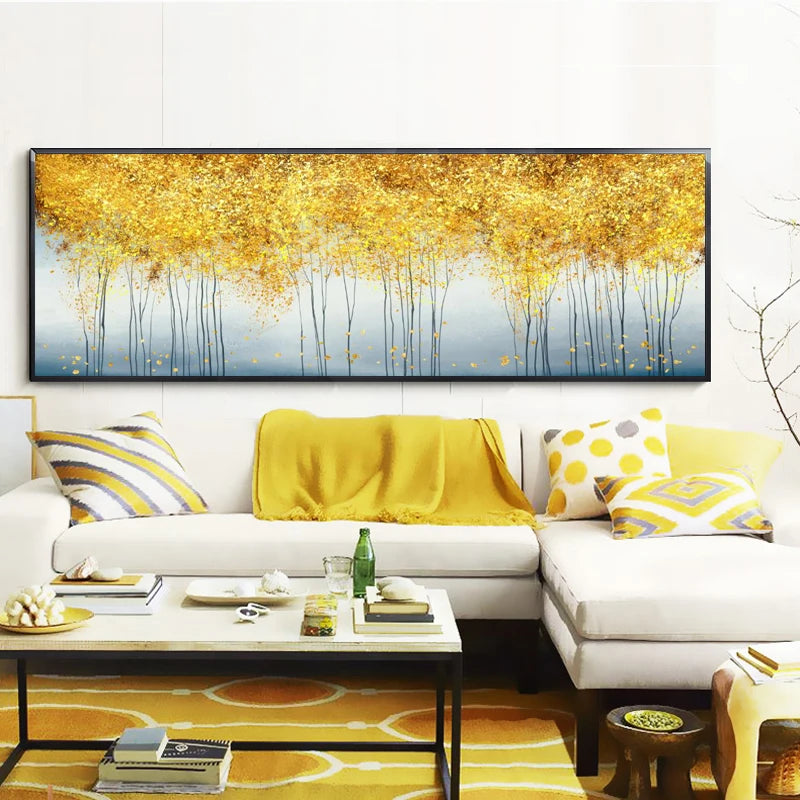 abstract golden money trees oil painting canvas