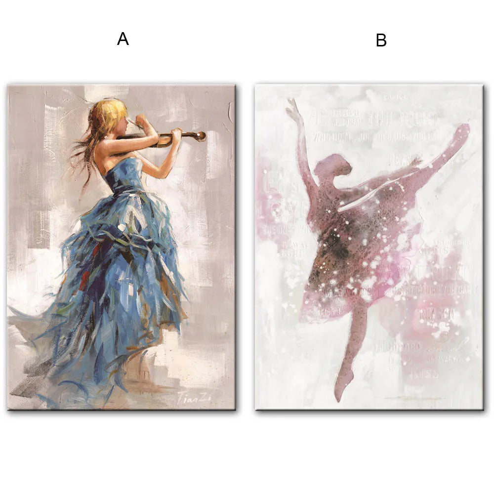 Elegant canvas of a girl playing the violin