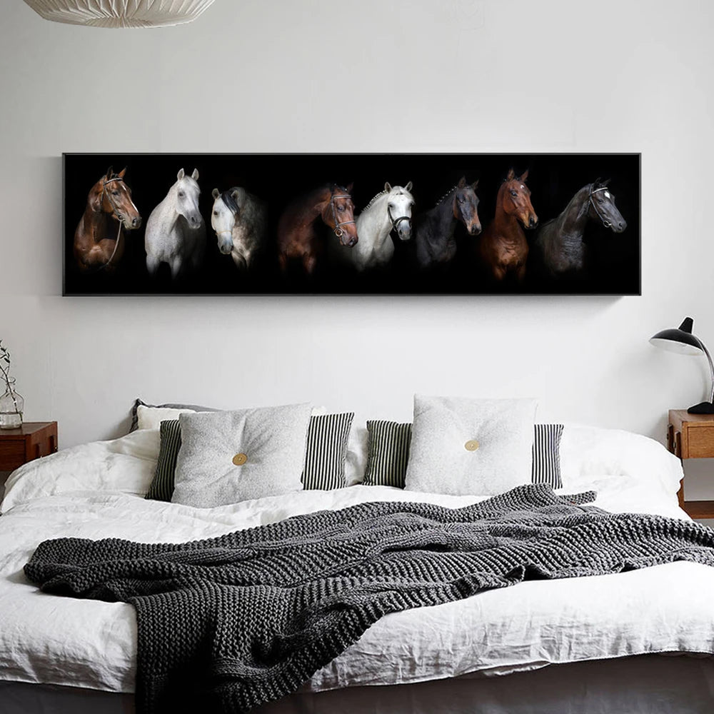 Black and White Horses Canvas Print