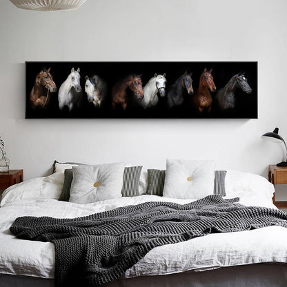 Black and White Horses Canvas Print