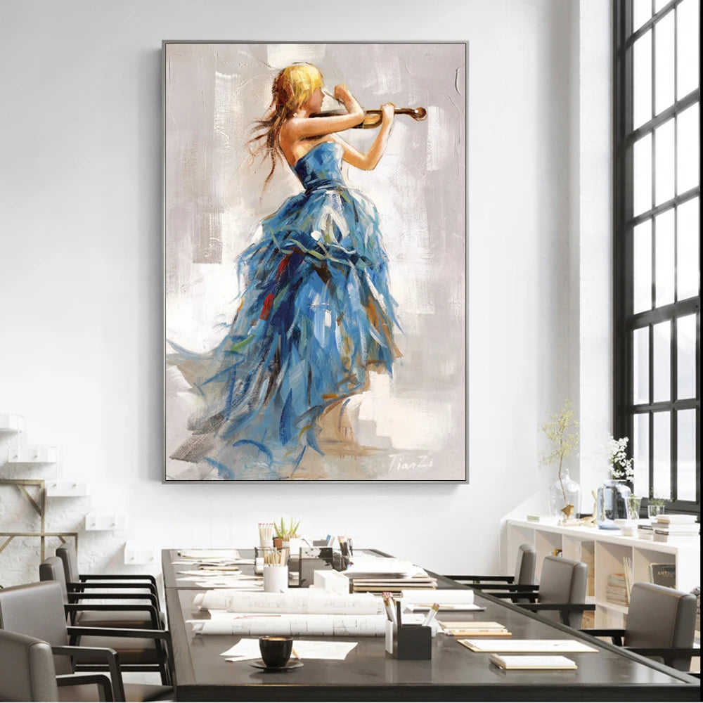 Elegant canvas of a girl playing the violin