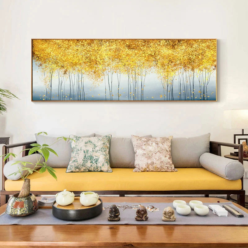 abstract golden money trees oil painting canvas