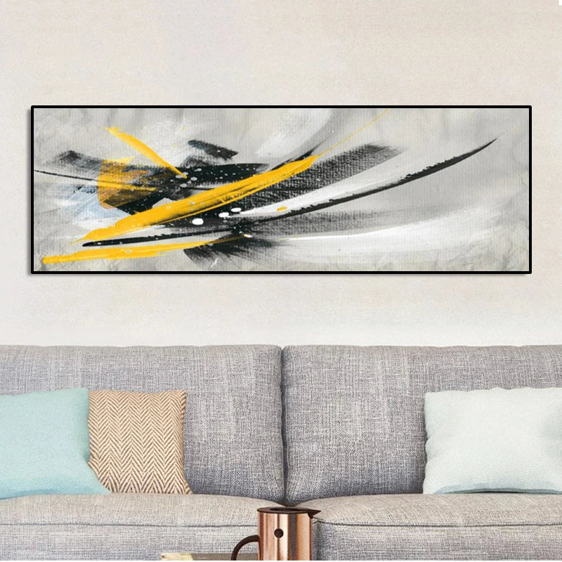 minimal black and yellow abstract oil canvas print