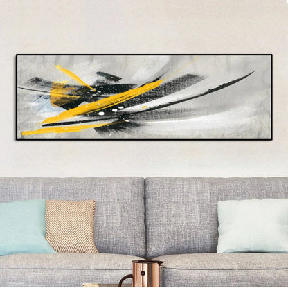 minimal black and yellow abstract oil canvas print