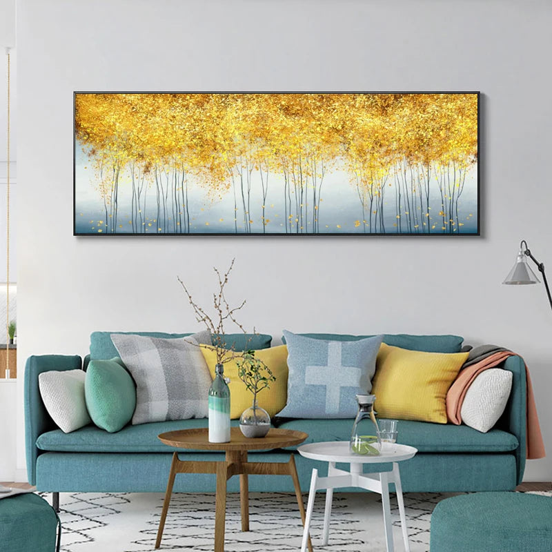 abstract golden money trees oil painting canvas