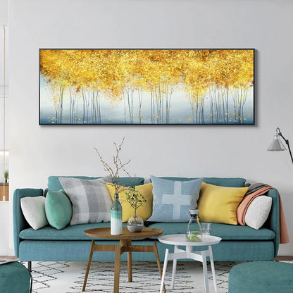 abstract golden money trees oil painting canvas